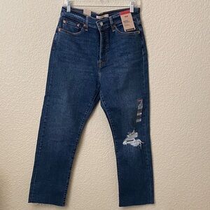 Levi's wedgie straight Distressed Dark Blue Jeans